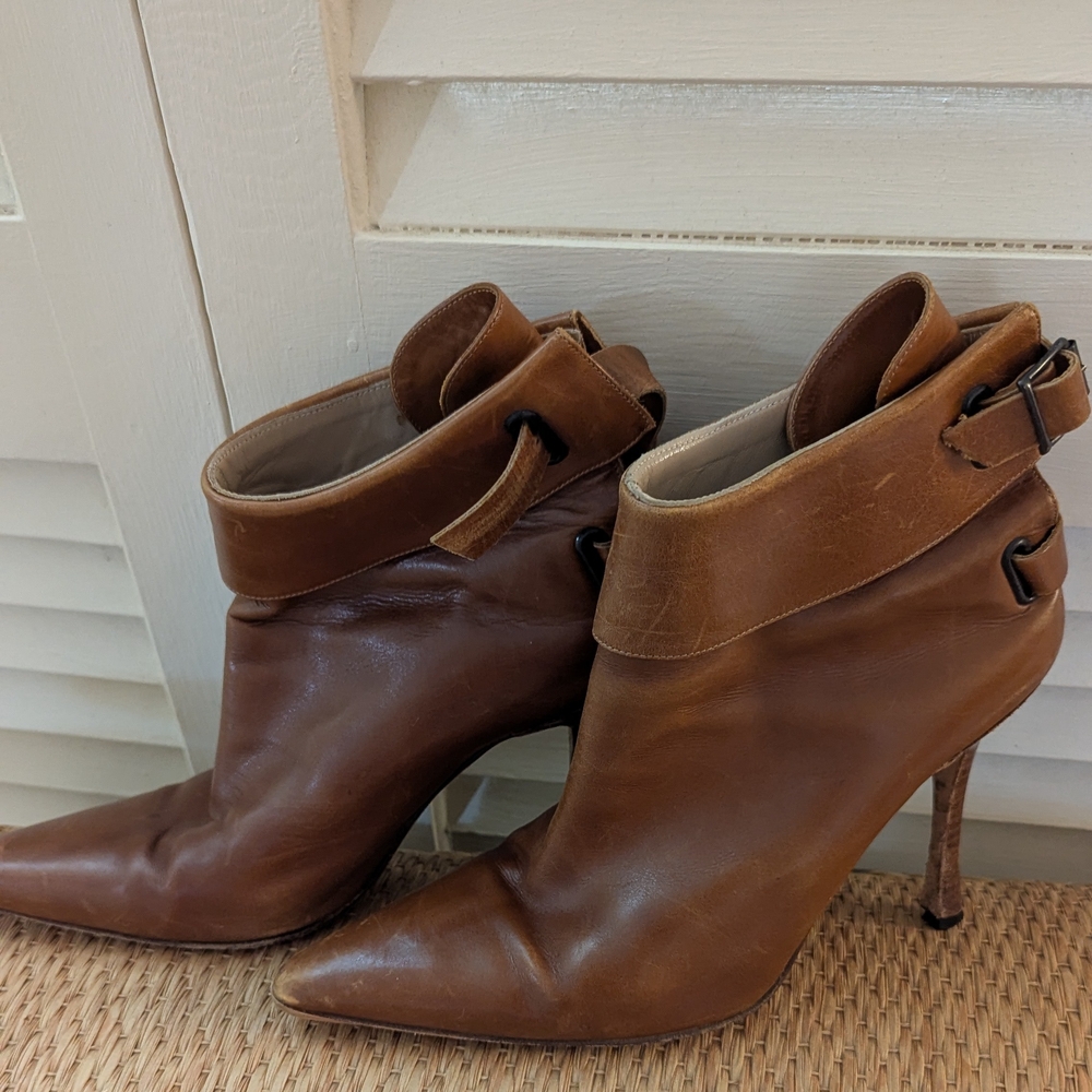 Brown Leather Vintage Manolo Blahnik Ankle Boots